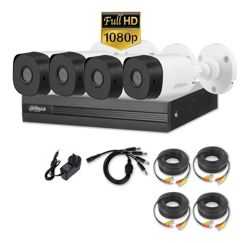 Imagen 1 de 10 de Kit 4 Camaras Seguridad 2mpx 1080p Dvr Dahua 4 Canales P2p