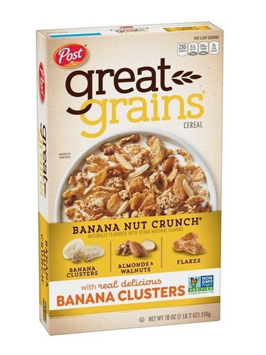 Post Great Grains Cereal Americano Banana Cluster 531grs