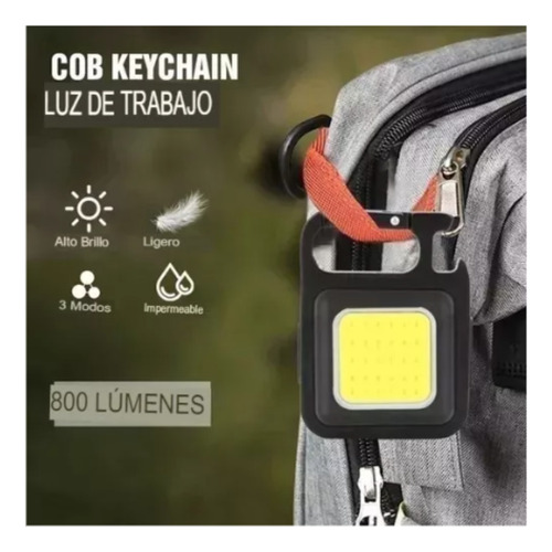 X5 Linterna Led Cob Llavero Gancho Portátil Recargable