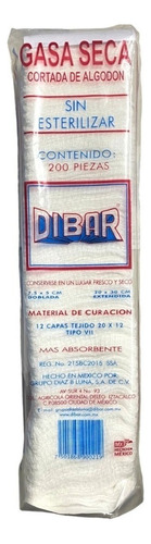 Gasa seca Dibar Simple sin esterilizar de 7.5cm x 5cm en pack de 200 x 1u
