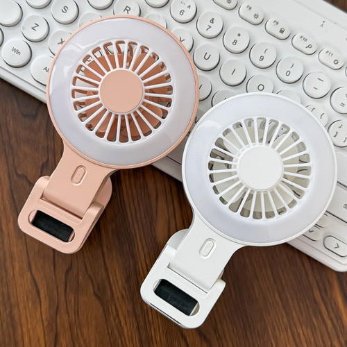 Mini Ventilador Portátil Recargable Con Clip Con Luz Led, 2