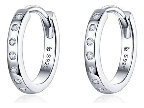 Aretes Plata 925 Pendientes Aro Huggies Chapados En Platino