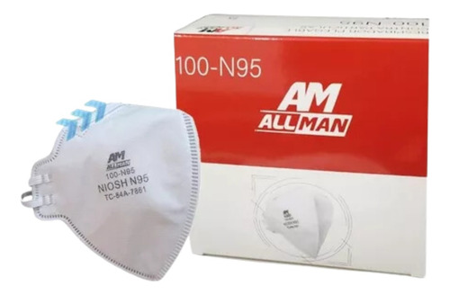 Mascarilla N95 Cubrebocas All Man Niosh N95 5 Pzs Color Blanco