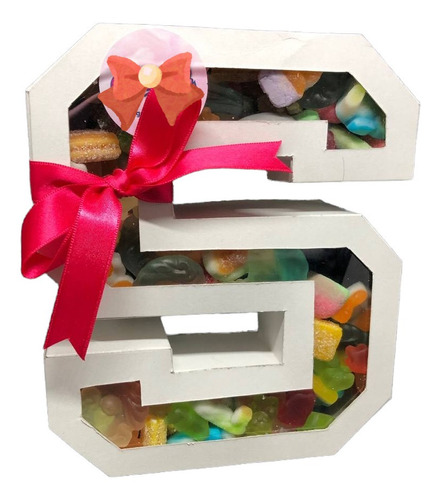 Imagen 4 de 6 de Cajas De Regalo Forma De Letras Rellena De Gomitas Y Dulces