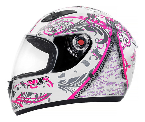 Capacete Mixs Fokker Decall Branco Rosa