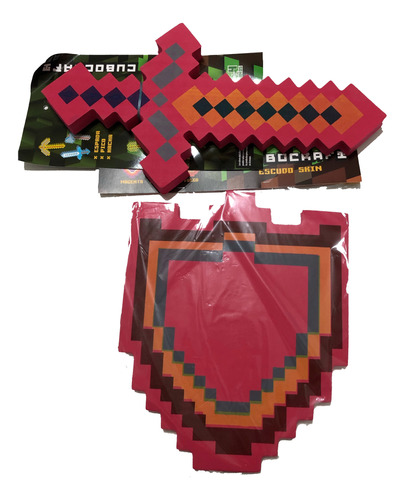 Espada + Escudo De Goma Eva Colores Compatible Cubocraft