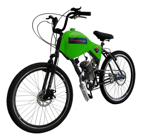 Bicicleta Motorizada 80cc Fr Disc/susp Carenada Rocket Cor Verde Kawazaki Tamanho Do Quadro 19