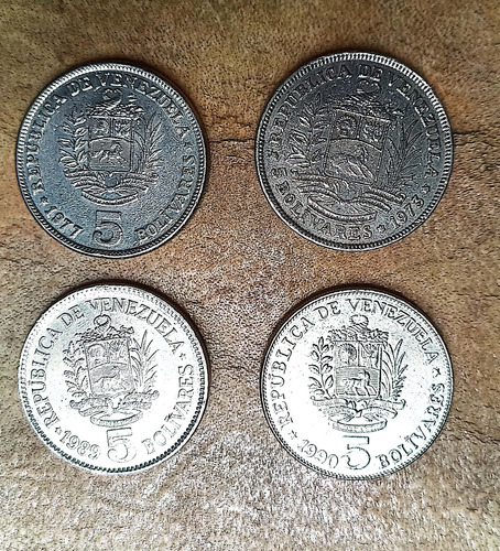 Colección Monedas De 5 Bolívares (4 Unid)