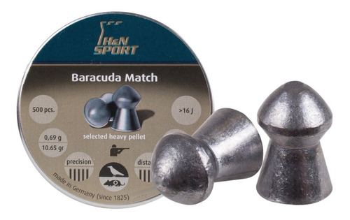 Balines H&n Barracuda Match Cal 4,5 10,65gr Lata X500