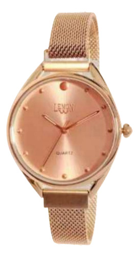 Reloj Mujer Lemon Malla De Metal Dorado Rose Modelo L1565-18