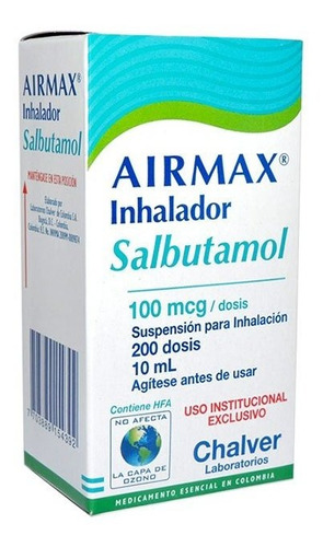 Imagen 1 de 2 de Inhalador Salbutamol 200 Dosis 100mcg 10ml Airmax