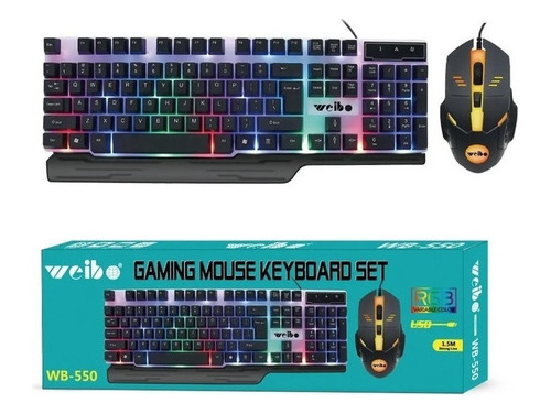 Kit Teclado Gamer Mause Wb550 Luz Rgb Hasta 3200dpi