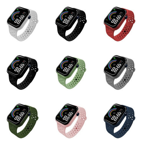 9 Piezas Reloj Electrónico Led Con Pantalla Digital Arcoíris
