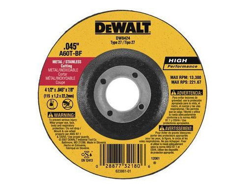 Disco Corte Metal Marca Dewalt Para Esmeril De4-1/2 Pulgadas