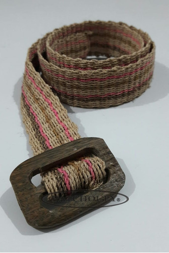 Imagen 2 de 5 de Cinto De Fibra Vegetal Shaguar Hebilla Palo Santo Wichi