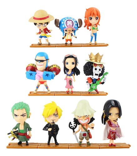 10 Unidades/lote Toys Luffy Zoro Sanji Nami Action Figures T