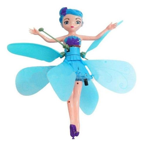 Boneca Princesa Aerocraft Fada Voadora Azul 19cm Sensor Nº2