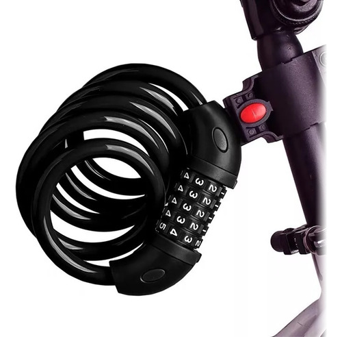 Cadena Candado Linga Combinación Reforzada Bicicleta Moto Color Negro