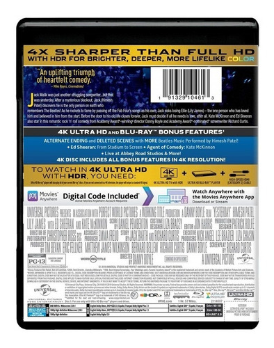 Yesterday 2019 Danny Boyle Pelicula 4k Ultra Hd + Blu-ray