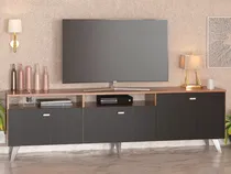 Comprar Mesa Tv Led Rack Nordico 1.80 Mts Moderno Melamina Modular Color Negro