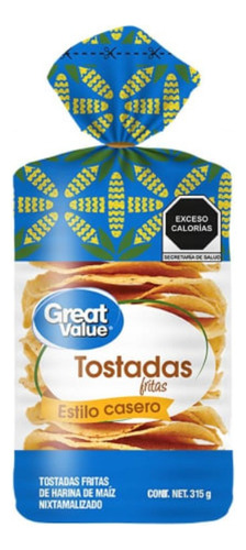 4 Pzas Tostadas Great Value Amarilla 315 G