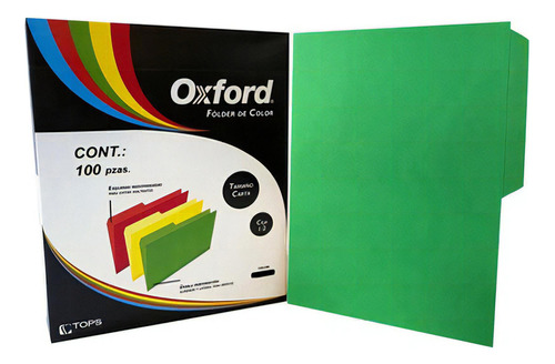 Folder Oxford M762 1/2 Vd Carta Color Verde C/100pzs