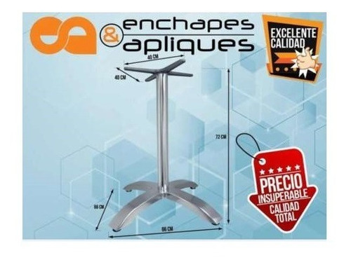 Imagen 3 de 4 de Pata Base Mesa Auxiliar Aluminio 72 Cm Diámetro 60mm