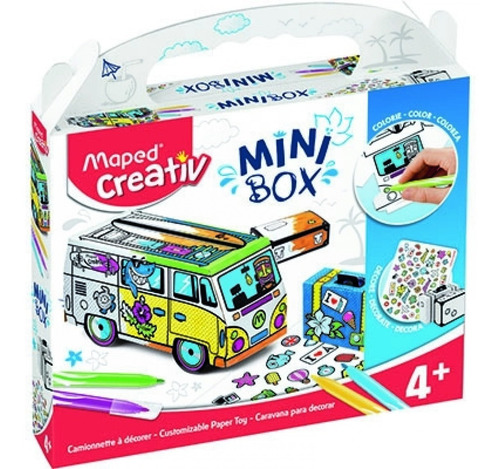 Kit Criativo Mini Box Carro Para Colorir E Montar Maped 