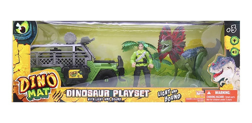 Imagen 2 de 2 de Set Dinosaurio Con Vehiculo Y Figura Dino Mat Ik0112