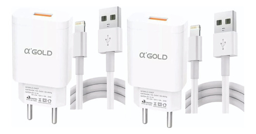 Kit 2 Carregador Ios 30w Turbo P/ iPhone Homologado Anatel