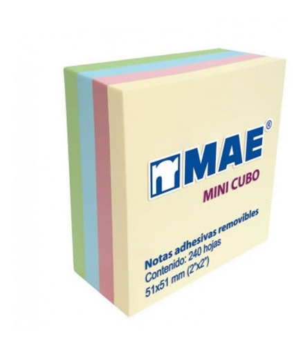 Notas Adhesivas Pastel 2x2 Mae Minicubo 240 Hojas 4 Colores