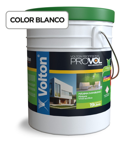 Pintura Vinilica Lavable Color Blanco Cub 19 L Volton