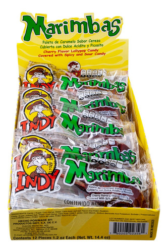 Marimbas Paletas Cereza Enchilada Indy Dulce 12 Pza