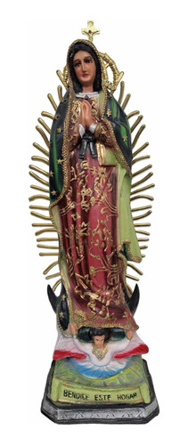 Virgen De Guadalupe Hermosa Ojos De Cristal 75 Cm Resina 