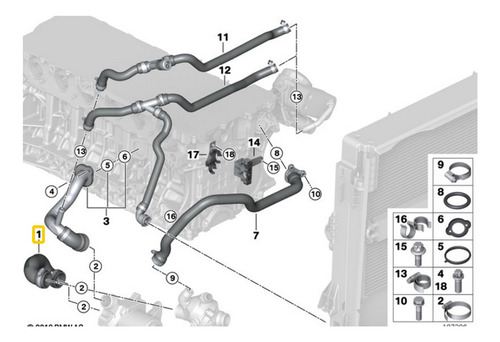 11537521049 Manguera Termostato Bmw 1/3/5/6/7/x1/x3/x5