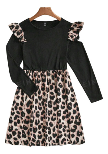 Vestido Shein Negro Con Leopardo 2xl