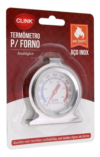 12 Termômetro Analógico Forno 300° Qualidade Inox Com Base