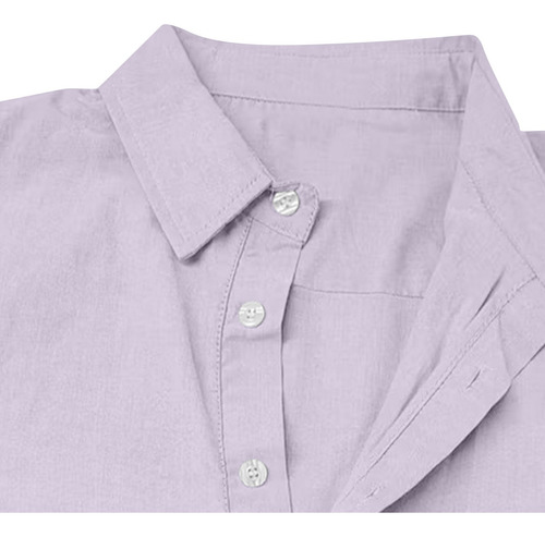 Camisa De Manga Larga Holgada A Rayas Con Botones De Solapa
