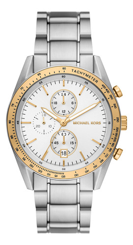 Reloj Hombre Michael Kors Mk9112 Accelerator Color de la correa Plateado Color del bisel Dorado Color del fondo Blanco