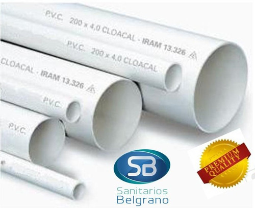 Caño Pvc Diam. 200 X 2.5 X 4 Mts Junta Pegar Plastico