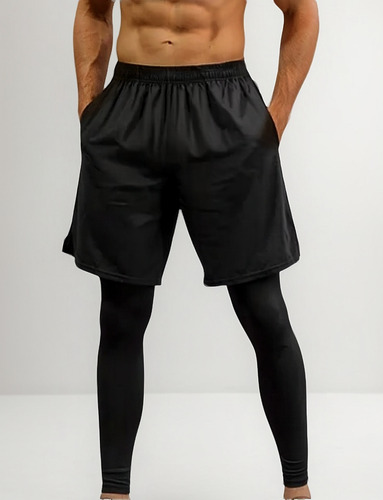 . Pantalon Licra Deportiva Correr Compresión Con Short 2 En