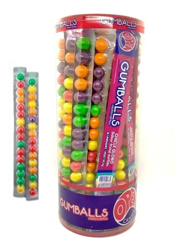 Chicle Frutal Gumballs En Pote 24 Tiras X 16 Unidades