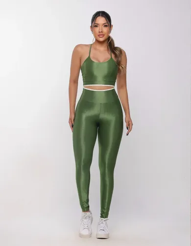 Conjunto Legging + Top Canelado Fitness Esportivo Feminino