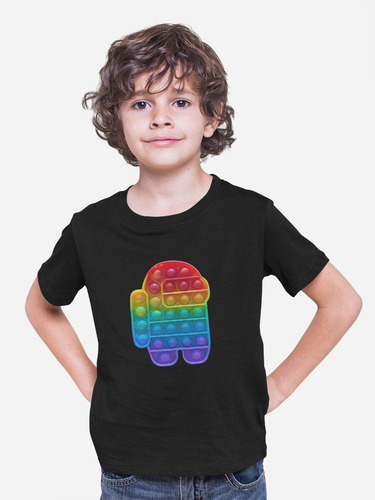Imagen 2 de 3 de Polera Para Niña Unisex Estampada Con Diseño Pop It Game