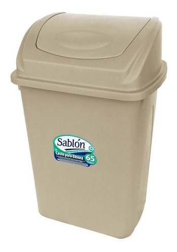 Bote De Basura 65l Tapa Balancín Frontal Color Capuchino