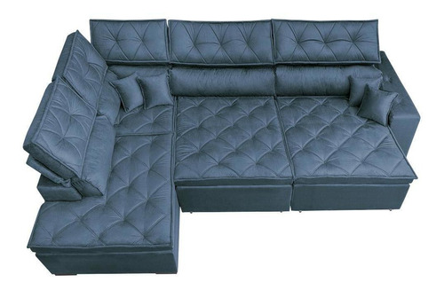 Sofa De Canto Retrátil,reclinável Cama Inbox Platinum Azul