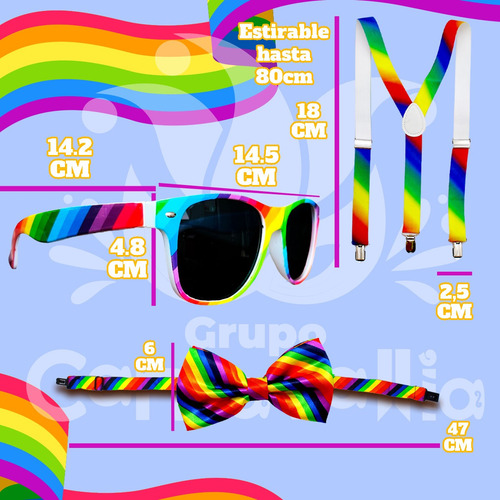 Js Kit P/adulto Tirantes Lentes Moño Bandera Orgullo Gay
