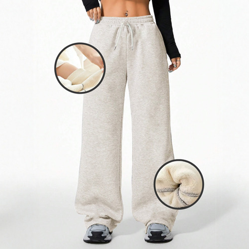 Pantalón Buzo 100% Algodón Térmico Forrado Chiporro Palazzo Blanco Algodón Chiporro L