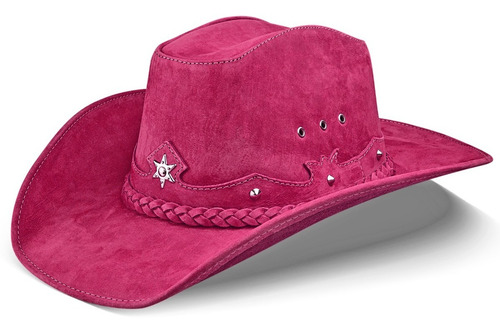 Imagem 3 de 8 de Chapeu Country Feminino Couro Legítimo Nobre Rodeio Cowgirl Chapéus Texano Americano Estrela Várias Cores