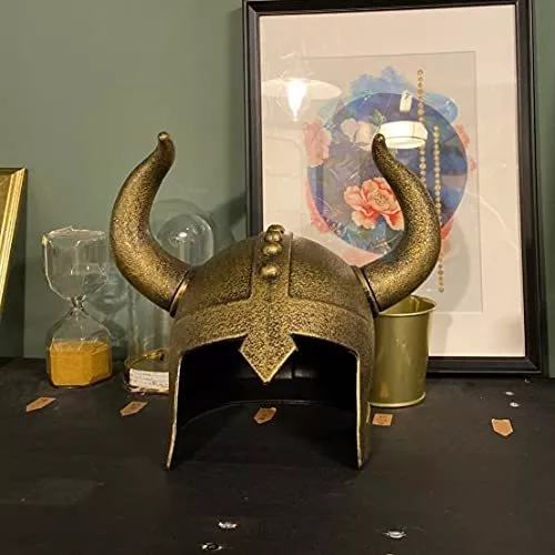 LOOYAR Casco vikingo medieval de la edad vikinga, casco vikingo con  cuernos, soldado berserker, guerrero, sombrero de disfraz de sallet,  juguete para